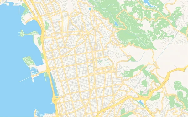 Mappa vettoriale vuota di Berkeley, California, USA — Vettoriale Stock