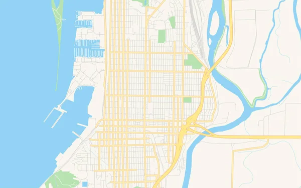 Mapa vectorial vacío de Everett, Washington, EE.UU. — Vector de stock