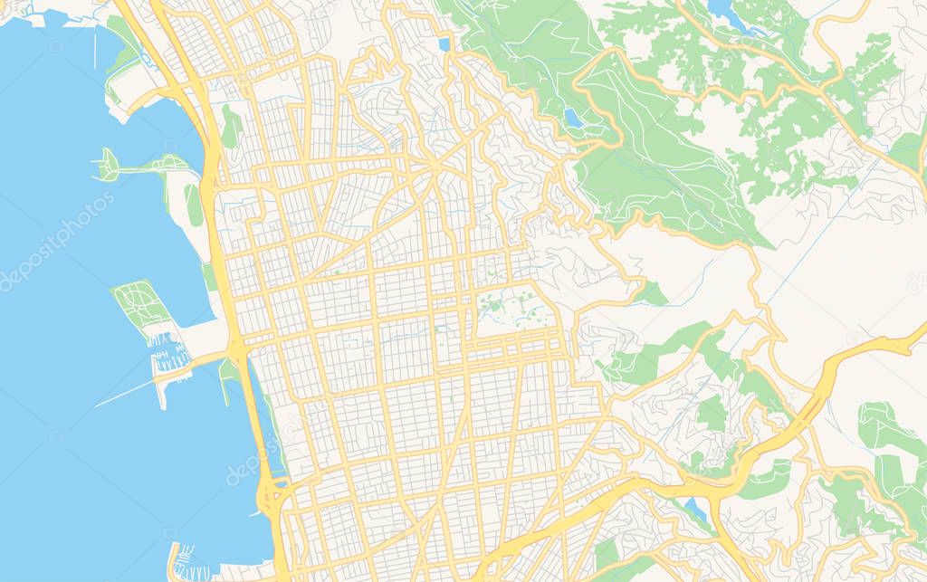Empty vector map of Berkeley, California, USA