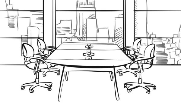 Oficina moderna mesa de conferencia dibujo — Archivo Imágenes Vectoriales