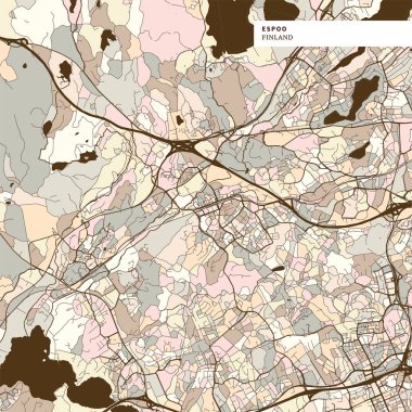 Espoo Finlandiya sanat haritası baskı şablonu
