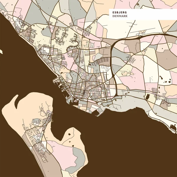 埃斯比约丹麦艺术地图打印模板 — 图库矢量图片