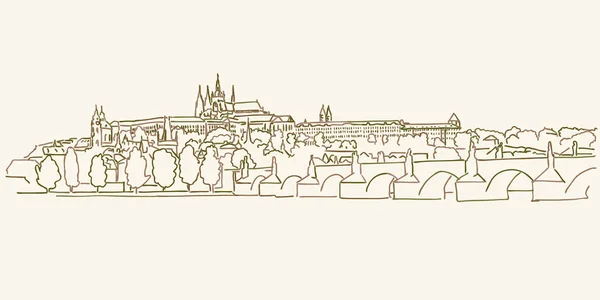 Praag skyline tekening — Stockvector
