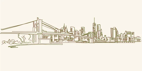 New Yorks skyline ritning — Stock vektor