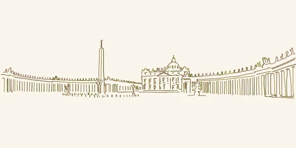 Vaticano Plaza de San Pedro dibujo — Vector de stock