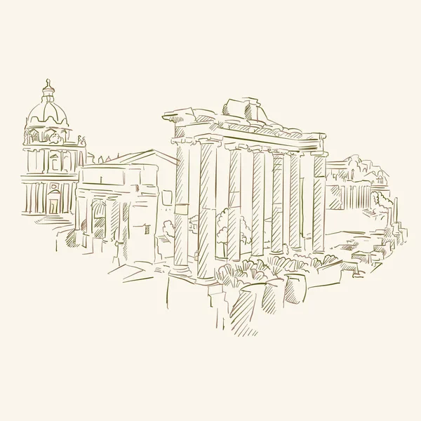 Símbolo del Foro Romanum Roma — Vector de stock