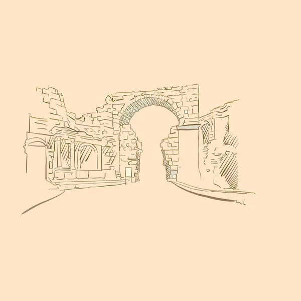 Ancient Gate, rajz — Stock Vector