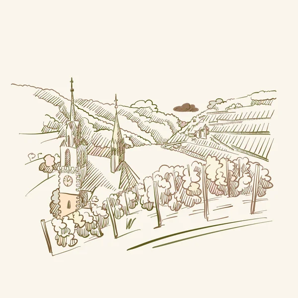 葡萄园旅行图 — 图库矢量图片