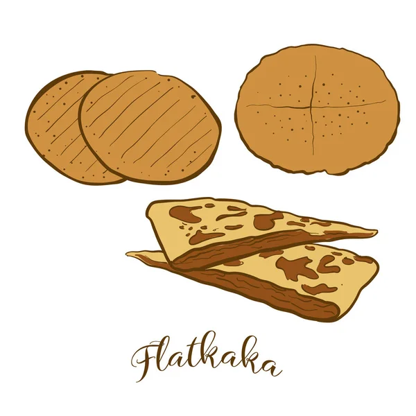 Färgade skisser av flatkaka bröd — Stock vektor