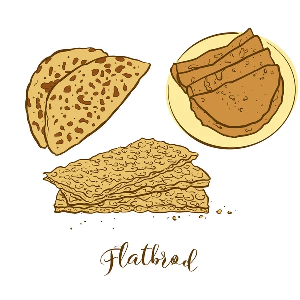 Кольорові ескізи хліба Flatbr d — стоковий вектор