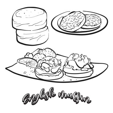 English muffin food sketch on chalkboard vector English muffin food sketch on chalkboard vector