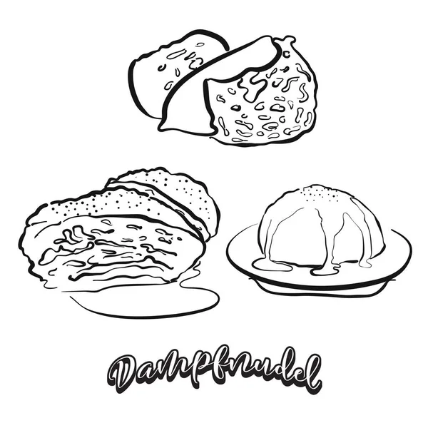 Croquis de nourriture Dampfnudel sur tableau noir — Image vectorielle