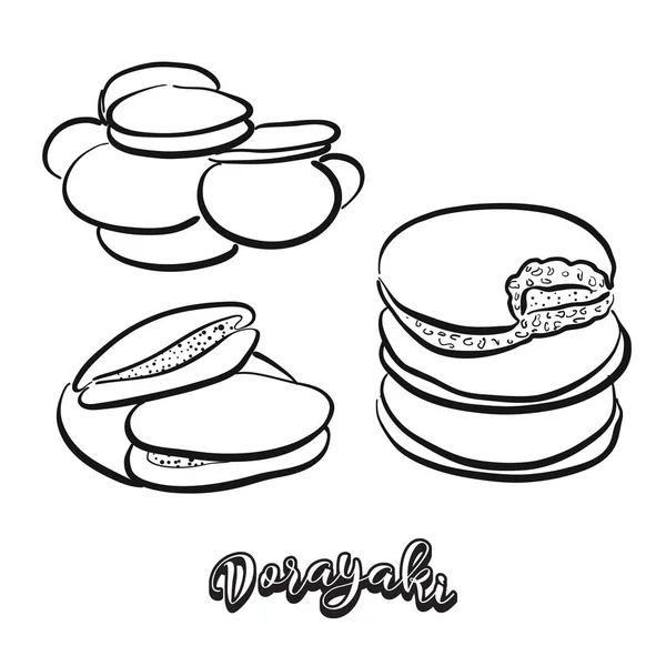 Dorayaki voedsel schets op schoolbord — Stockvector