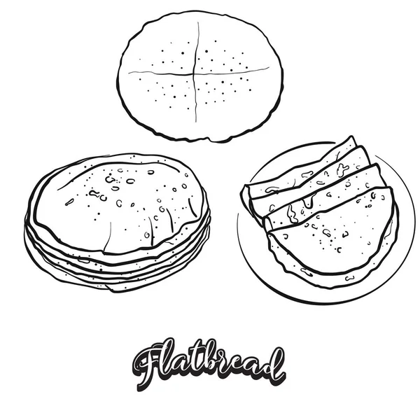 Sketsa makanan roti datar di papan tulis - Stok Vektor