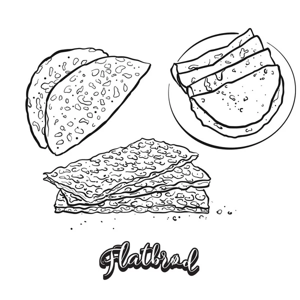 Flatbroed sketsa makanan di papan tulis - Stok Vektor