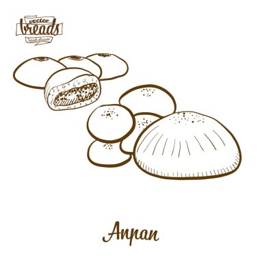 Anpan bread vector drawing