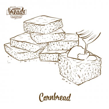 Cornbread bread vector drawing clipart