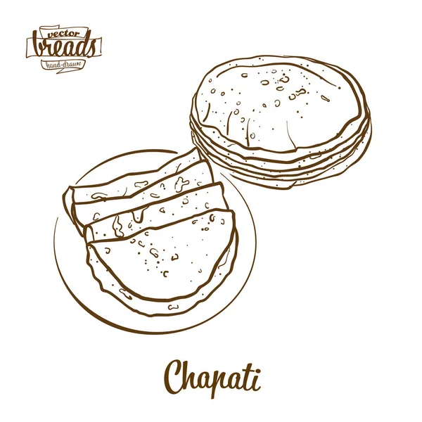 Chapati desenho vetorial pão — Vetor de Stock