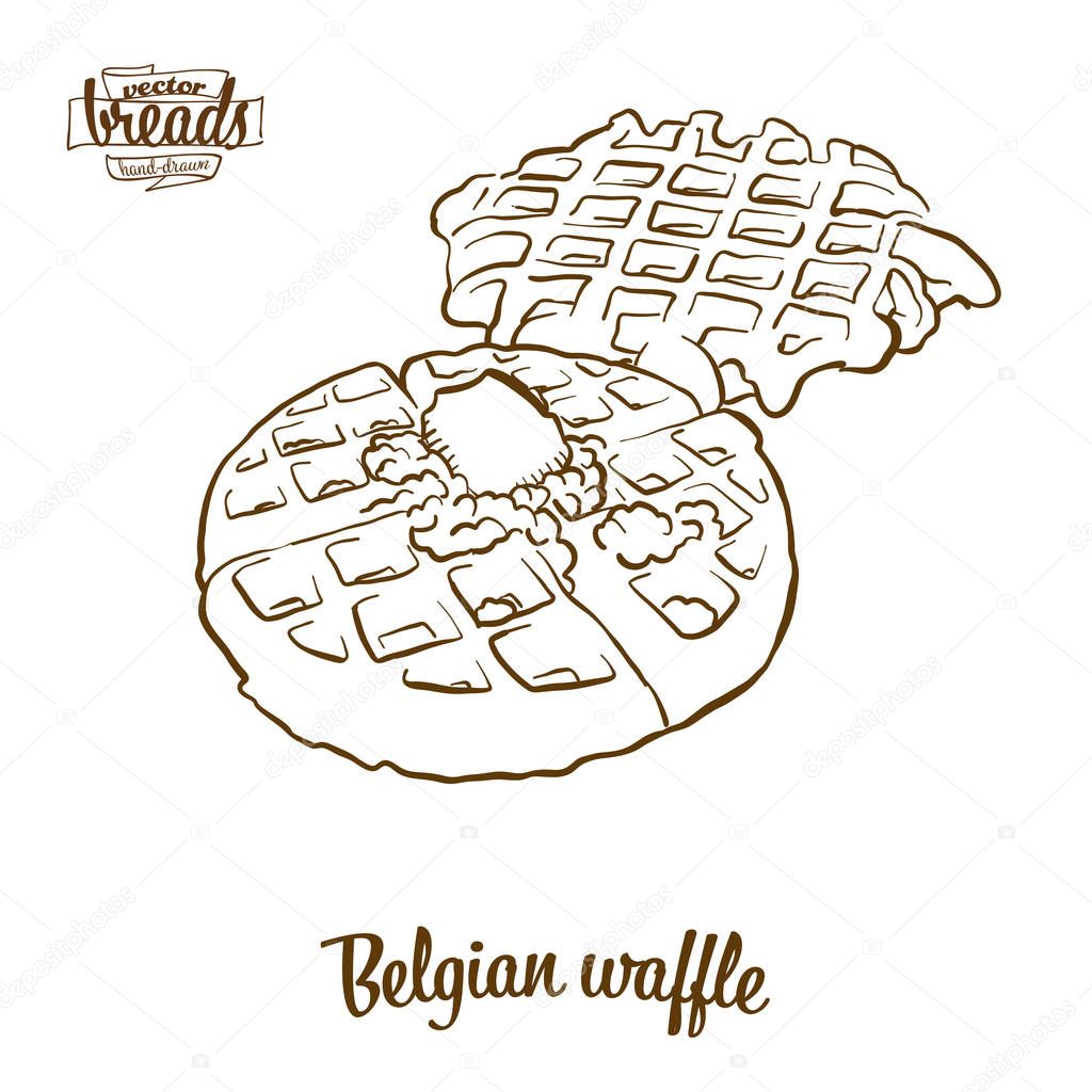 Belgian Waffle Bread Vector Drawing Food Sketch Of Waffle Usually Known In Belgium Bakery Illustration Series Premium Vector In Adobe Illustrator Ai Ai Format Encapsulated Postscript Eps Eps Format