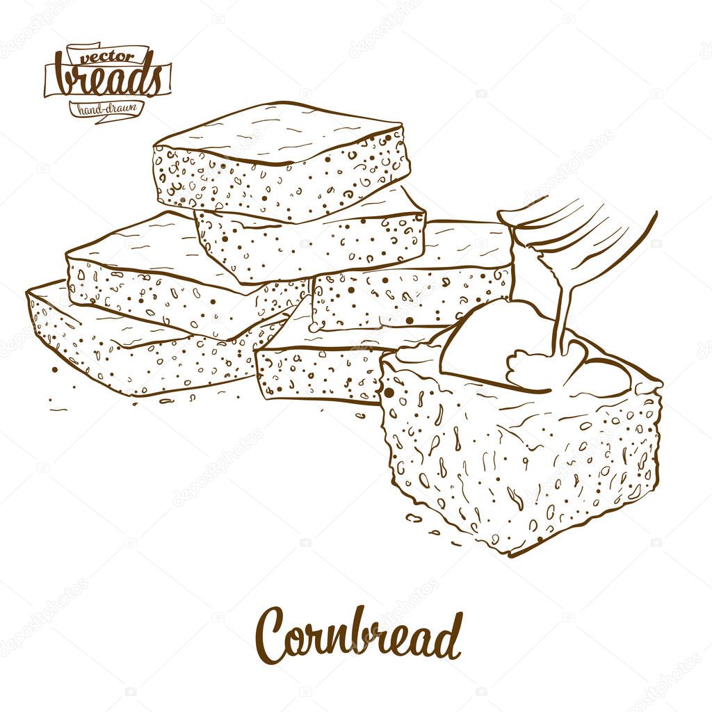 Cornbread bread vector drawing
