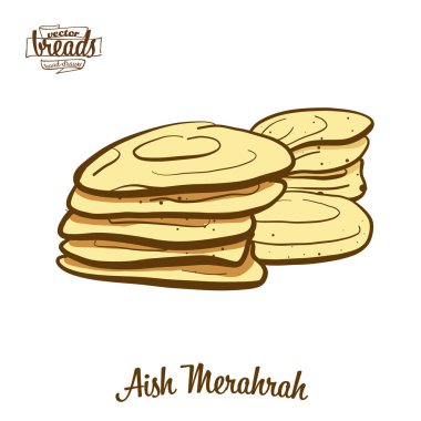 Aish Merahrah ekmeğinin renkli çizimi
