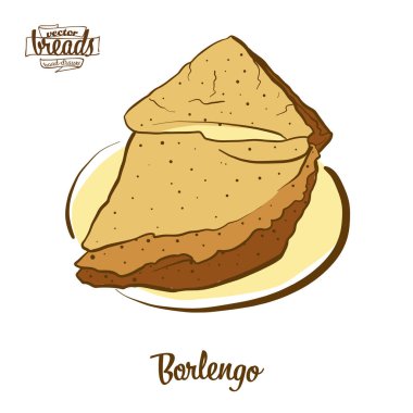 Borlengo ekmeğinin renkli çizimi