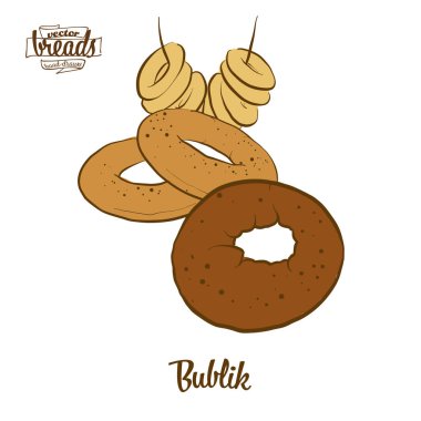 Bublik ekmeğin renkli çizimi