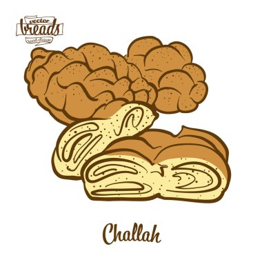 Challah ekmeğinin renkli çizimi