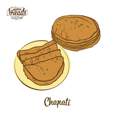 Chapati ekmeğinin renkli çizimi