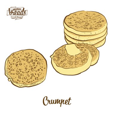 Crumpet ekmeğinin renkli çizimi