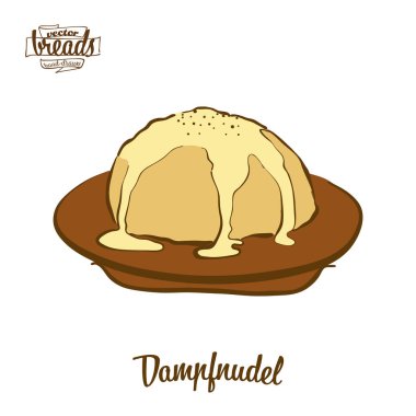 Dampfnudel ekmeğinin renkli çizimi
