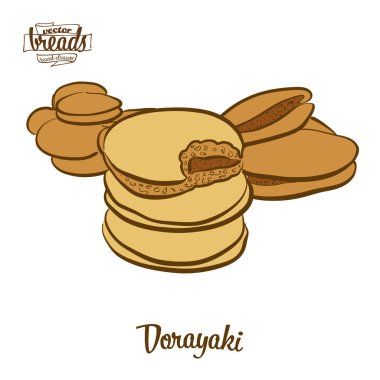 Dorayaki ekmeğinin renkli çizimi