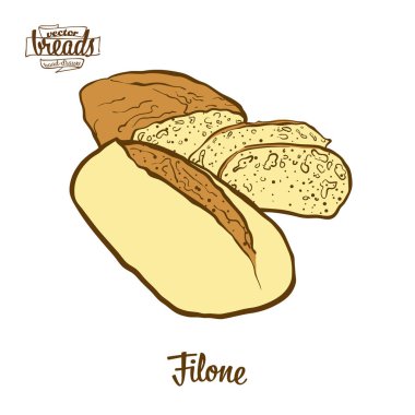 Filone ekmeğin renkli çizimi