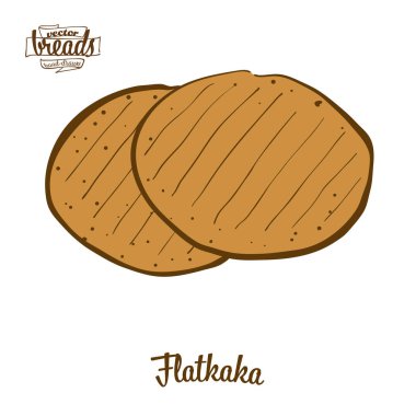 Flatkaka ekmeğinin renkli çizimi