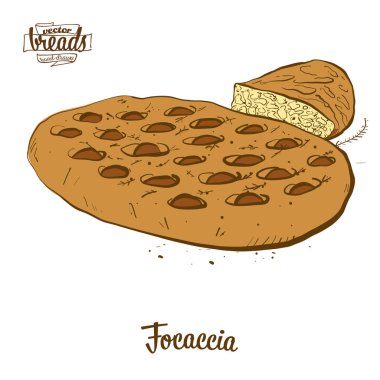 Focaccia ekmeğinin renkli çizimi