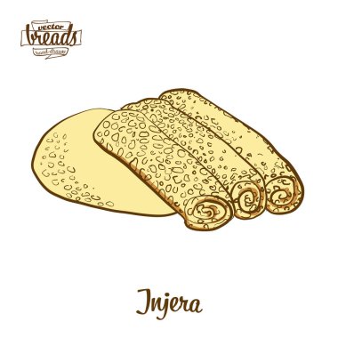 Injera ekmeğinin renkli çizimi