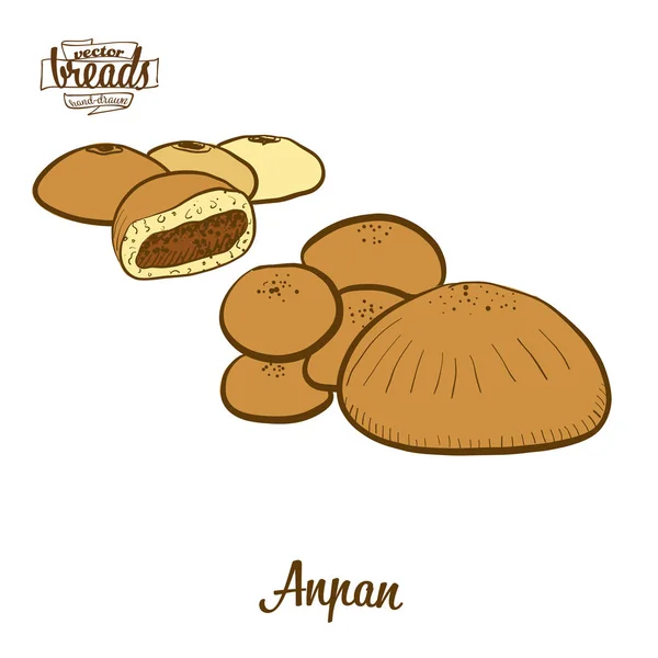 Кольоровий малюнок Анпан хліба — стоковий вектор
