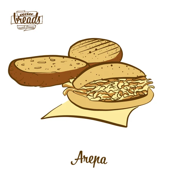 Dibujo coloreado de pan de Arepa — Archivo Imágenes Vectoriales