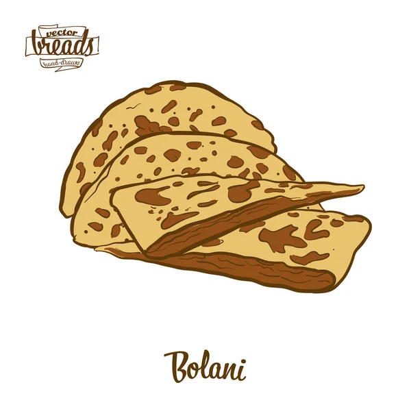 Colored drawing of Bolani bread — Stock Vector