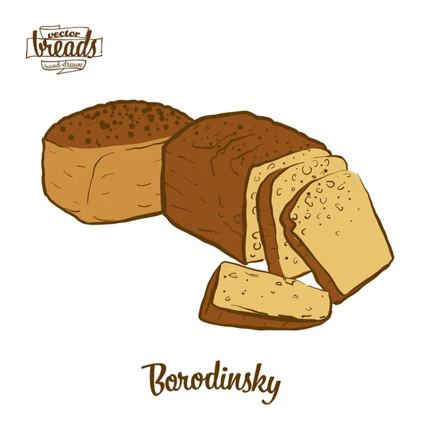 Цветной рисунок Бородинского хлеба — стоковый вектор