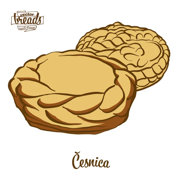 Cesnika ekmeğinin renkli çizimi