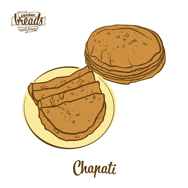 Кольоровий малюнок хліба Чапаті — стоковий вектор