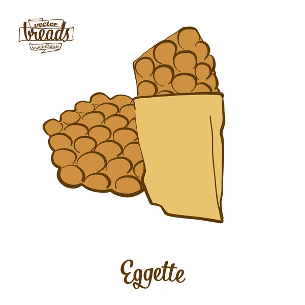 Färgad teckning av Eggette bröd — Stock vektor