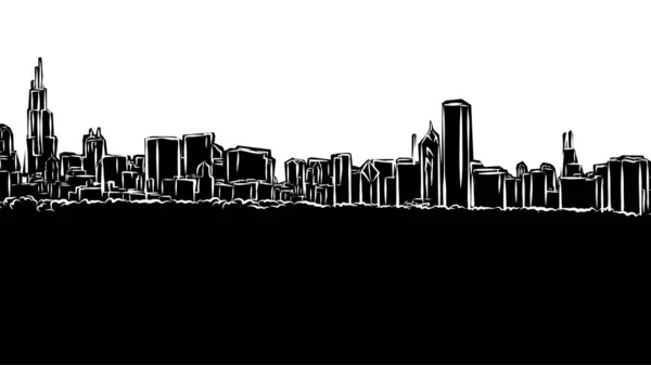 Chicago Skyline Panorama silhueta —  Vetores de Stock