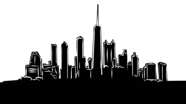 Chicago Panorama Siluet Çizimi — Stok Vektör