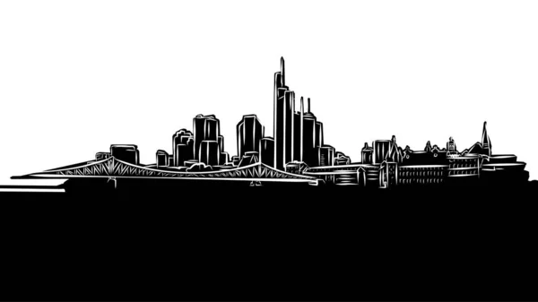 Dibujo de silueta panorámica de Frankfurt — Vector de stock