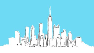 Chicago Skyline Panorama Vektör Çizimi