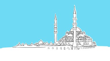 İstanbul Skyline Panorama Vektör Çizimi