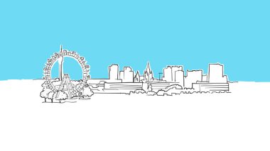Viyana Avusturya Skyline Panorama Vektör Sketch