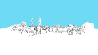 Lefkoşa Kıbrıs Skyline Panorama Vektör Kroki